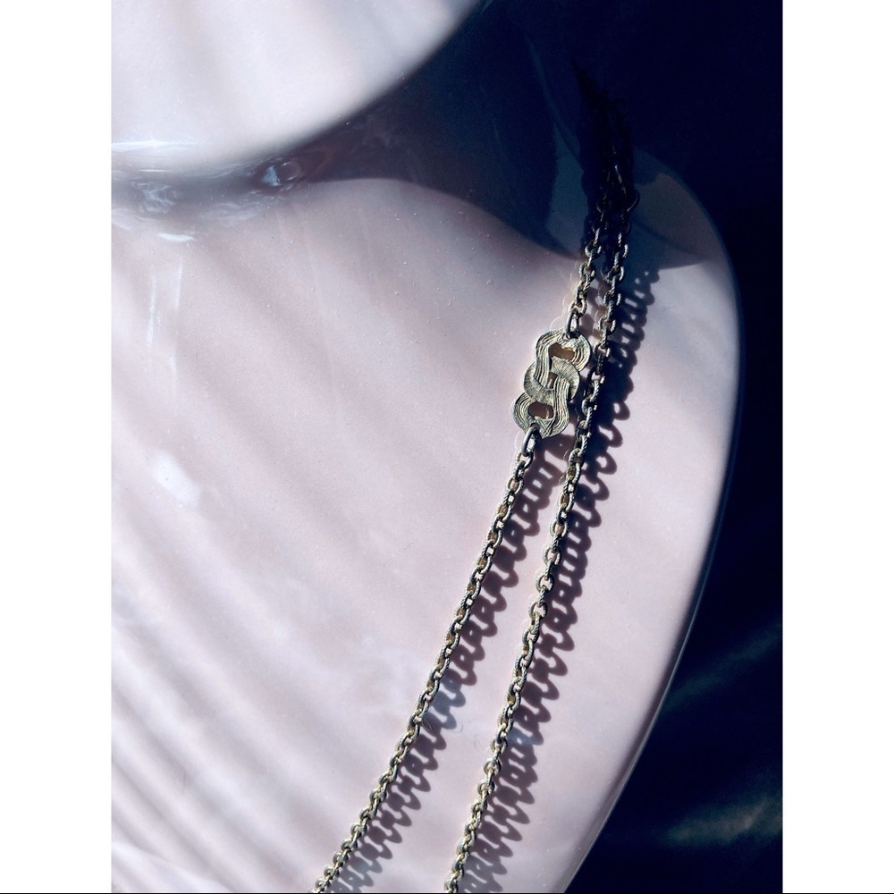 Vintage Gold Tone Double Layer Long Chain Necklace Dainty Lightweight Boho